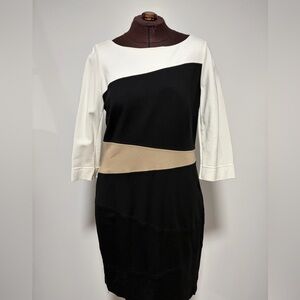 WHBM Black and White Colorblock Dress sz 14